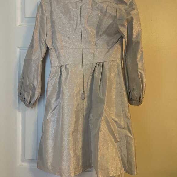 Silver Dress with V-neck and bow - Picture 3 of 3